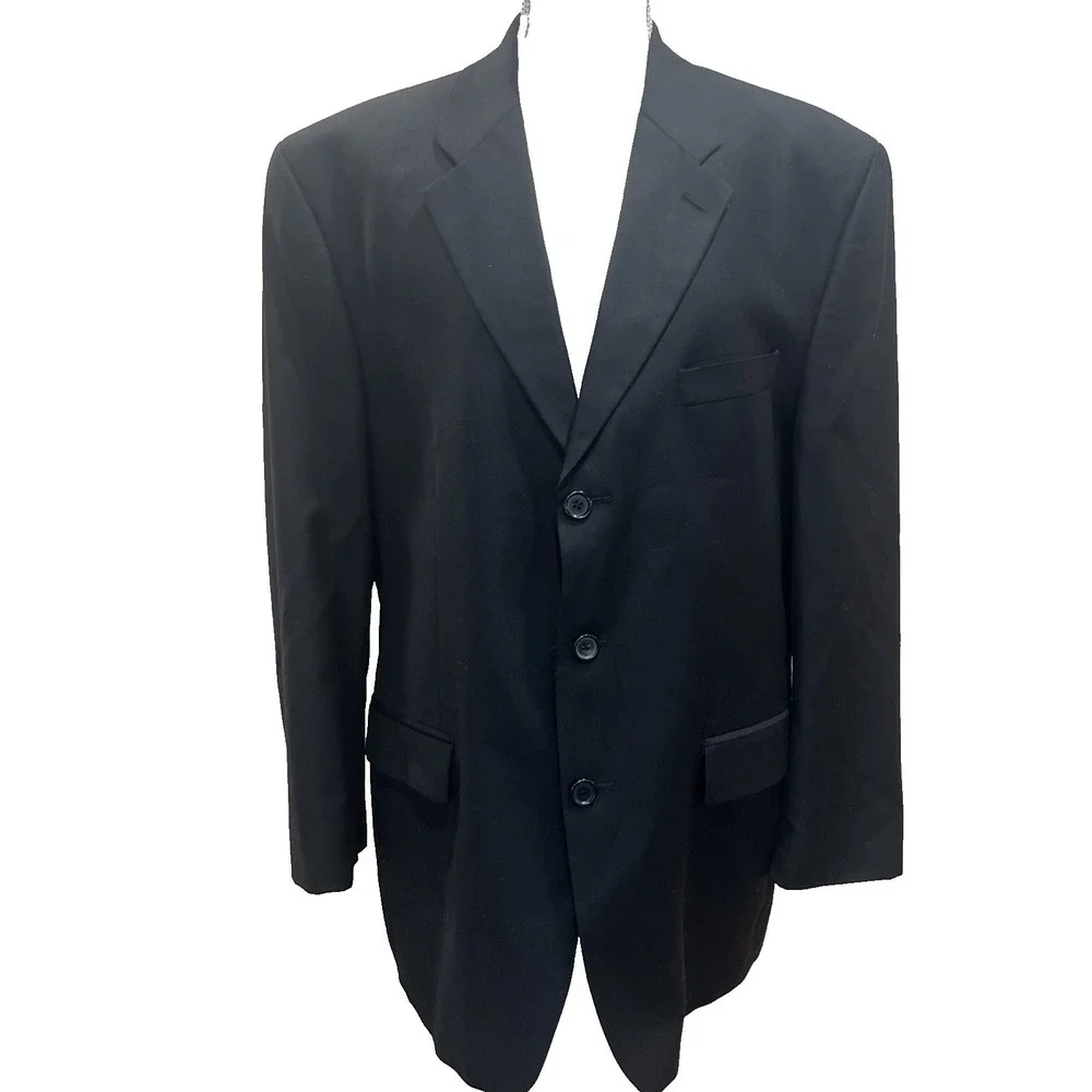 VTG Ralph Lauren Mens Size 42R Black Wool & Cashmere Sport Coat Suit Jacket LRL